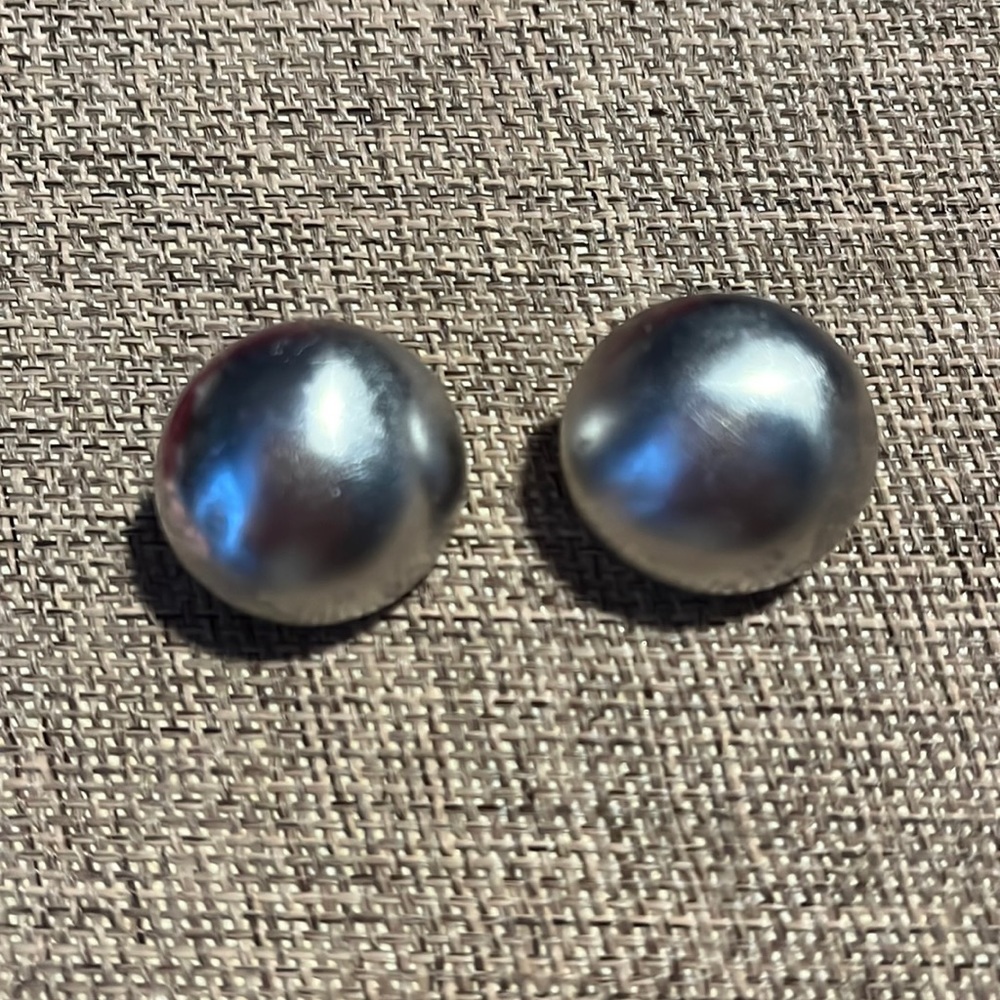 Silvertone Clipon Button Earrings